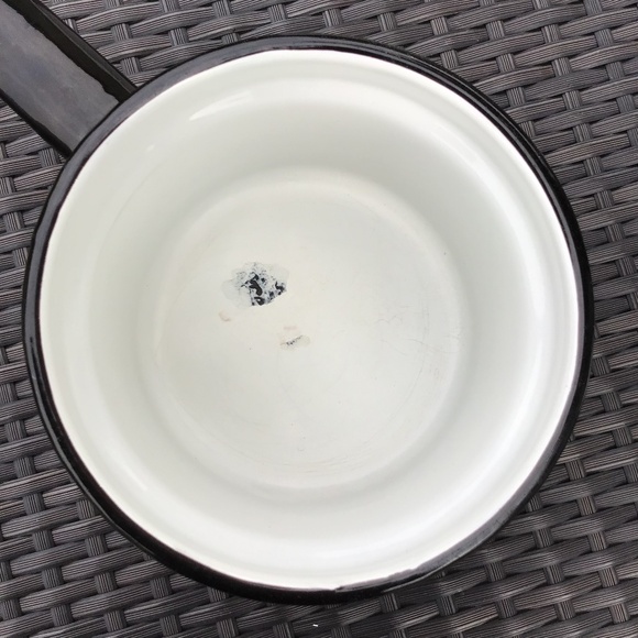 Vintage Double Boiler Enamelware White Black 3 Piece Set Pots & Lid - Picture 5 of 13